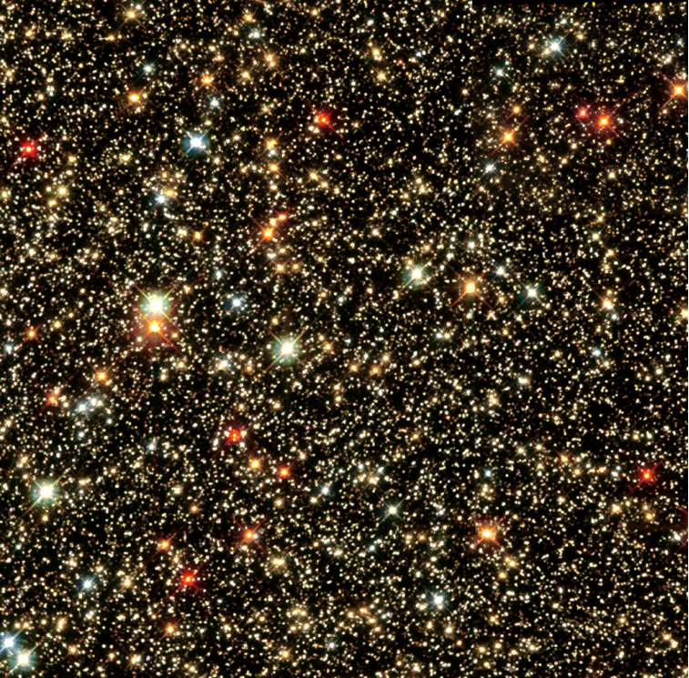 大麦哲伦星系中的星团,蓝色的年轻恒星刚从粉红色的星云中诞生出来